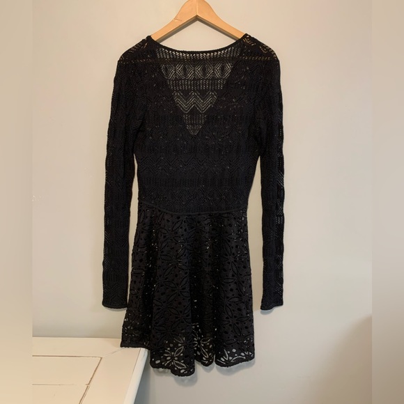 Free People Mesh Lace Swimsuit Beach Coverup Long Sleeve Dress - Picture 2 of 3